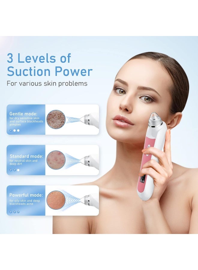 Blackhead Remover Vacuum Set with Acne needle, USB Interface Type Pore Vacuum, Black Head Extractions Tool with Camerafor, Men and Women Pore Cleaner, 3 Adjustment Modes & 6 Suction Heads - Image 3